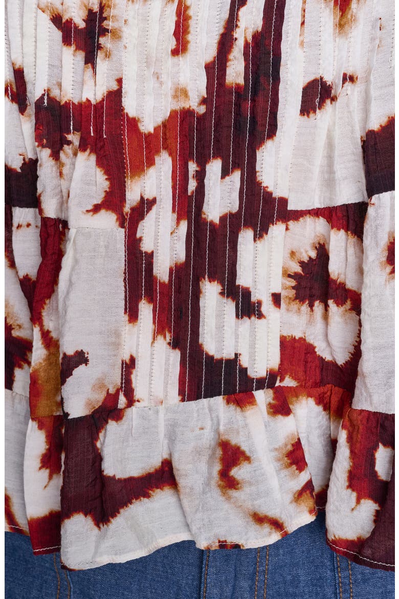 Flutter Sleeve Floral Print Shirt, Alternate, color, FLORAL INKBLOT