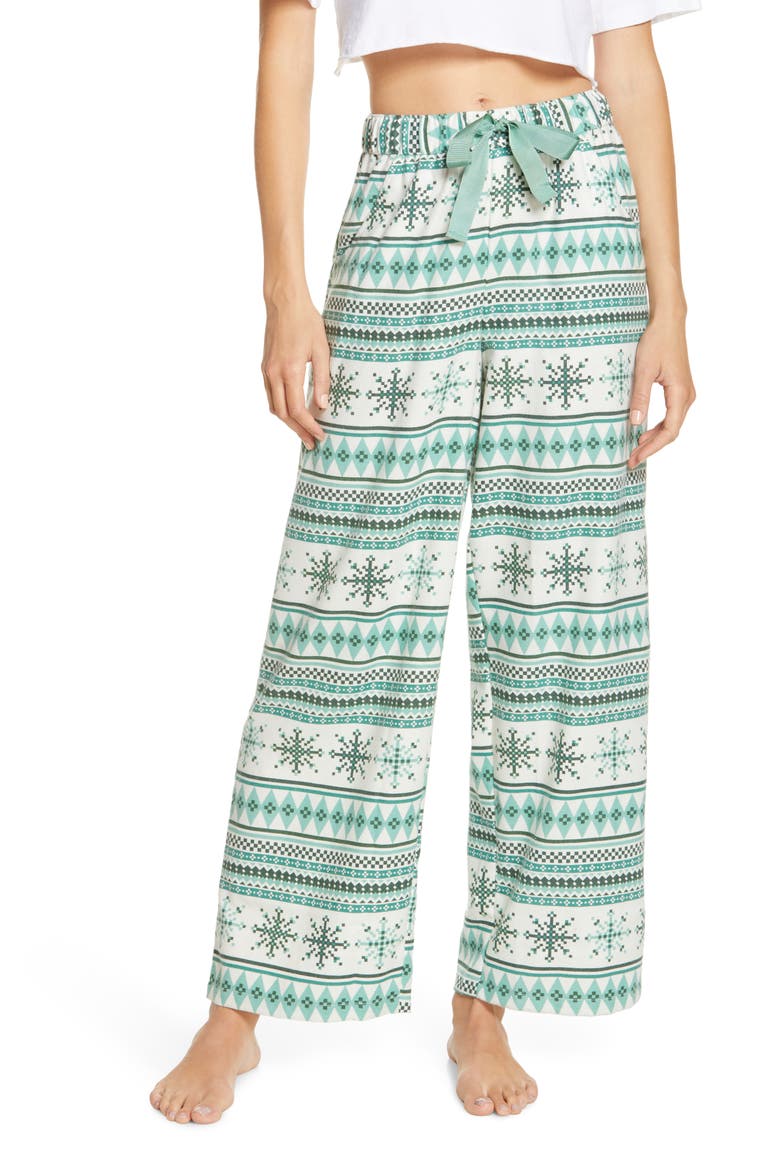 Flannel Pajama Pants, Main, color, GREEN MENTHOL GEO FAIRISLE