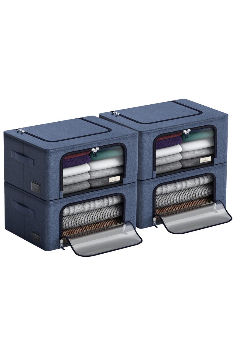 4-Pack Foldable Storage Boxes, Alternate, color, BLUE
