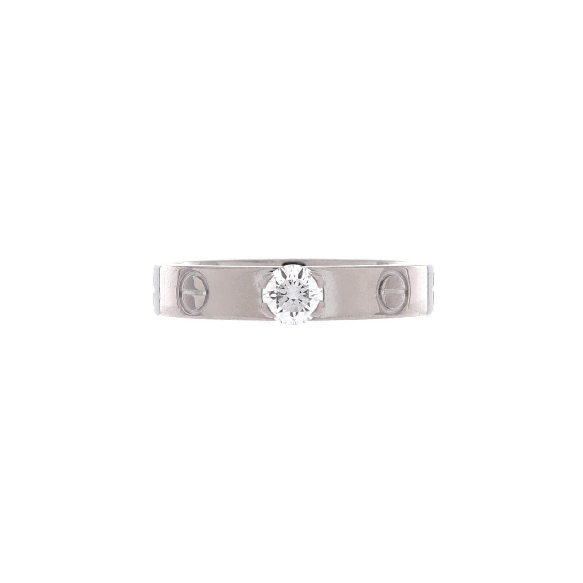 LOVE Solitaire Ring 18K White Gold with Diamond 0.23CT, Main, color, Metallic Gold