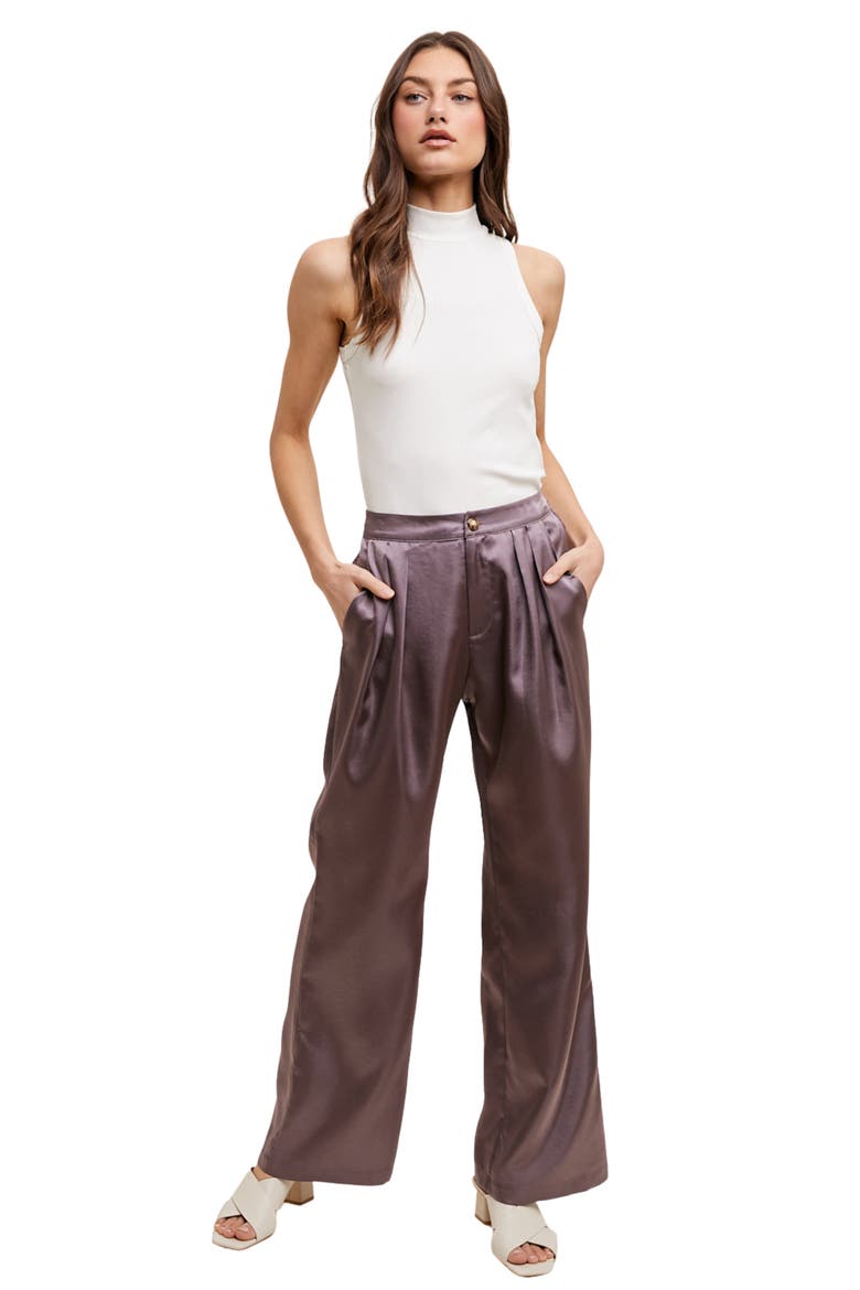 Satin Wide Leg Pants, Alternate, color, MIDNIGHT