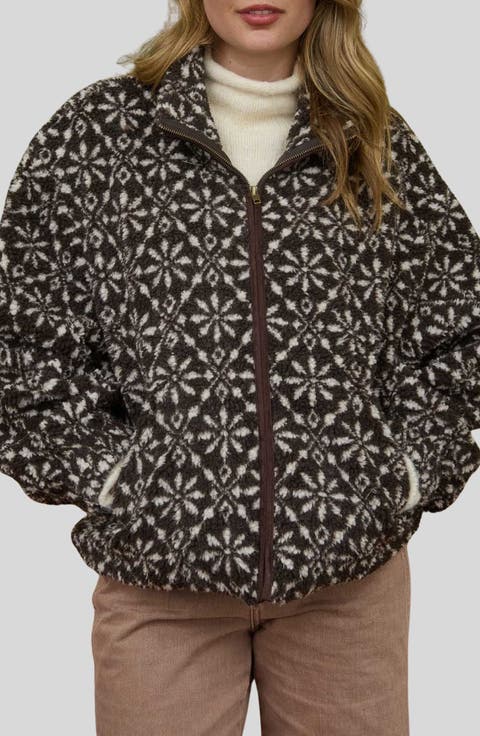 Geometric Print Fleece Jacket