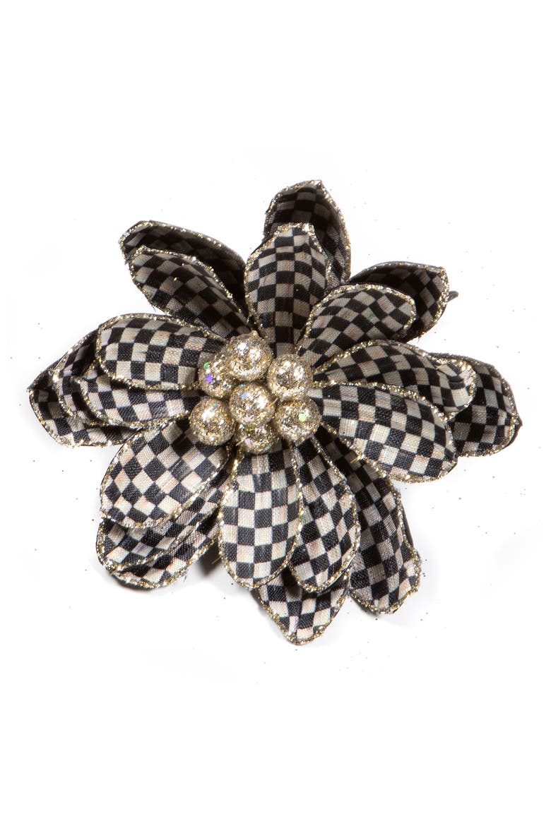 Courtly Check Flower Clip, Main, color, BLACK