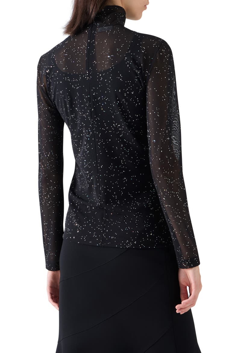 Metallic Starry Sky Tulle Mock Neck Top, Alternate, color, METALLIC SILVER
