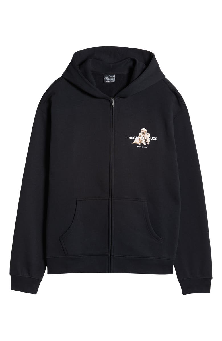 SANTO STUDIO Thugs Need Hugs Zip Hoodie, Alternate, color, Black