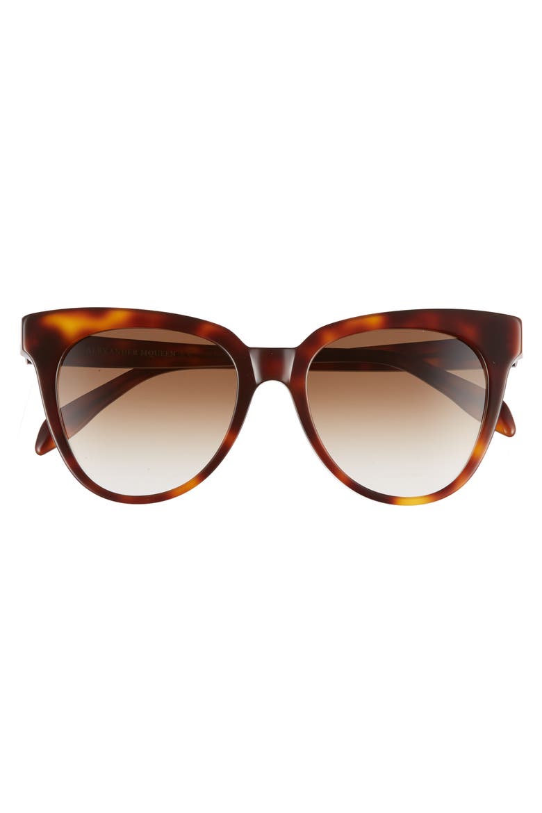 Alexander McQueen 53mm Cat Eye Sunglasses, Alternate, color, HAVANA