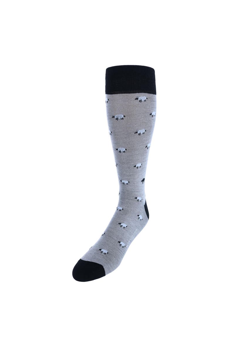 Dolly The Sheep Merino Wool Mid-Calf Socks, Main, color, Charcoal
