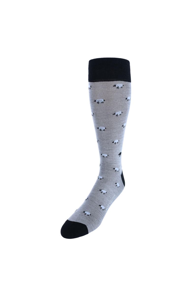 Trafalgar Dolly The Sheep Merino Wool Mid-Calf Socks, Main, color, Charcoal