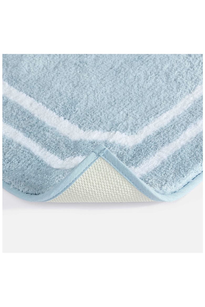 Skylands Border Microfiber Bath Rug, Alternate, color, BLUE BELL/ WHITE