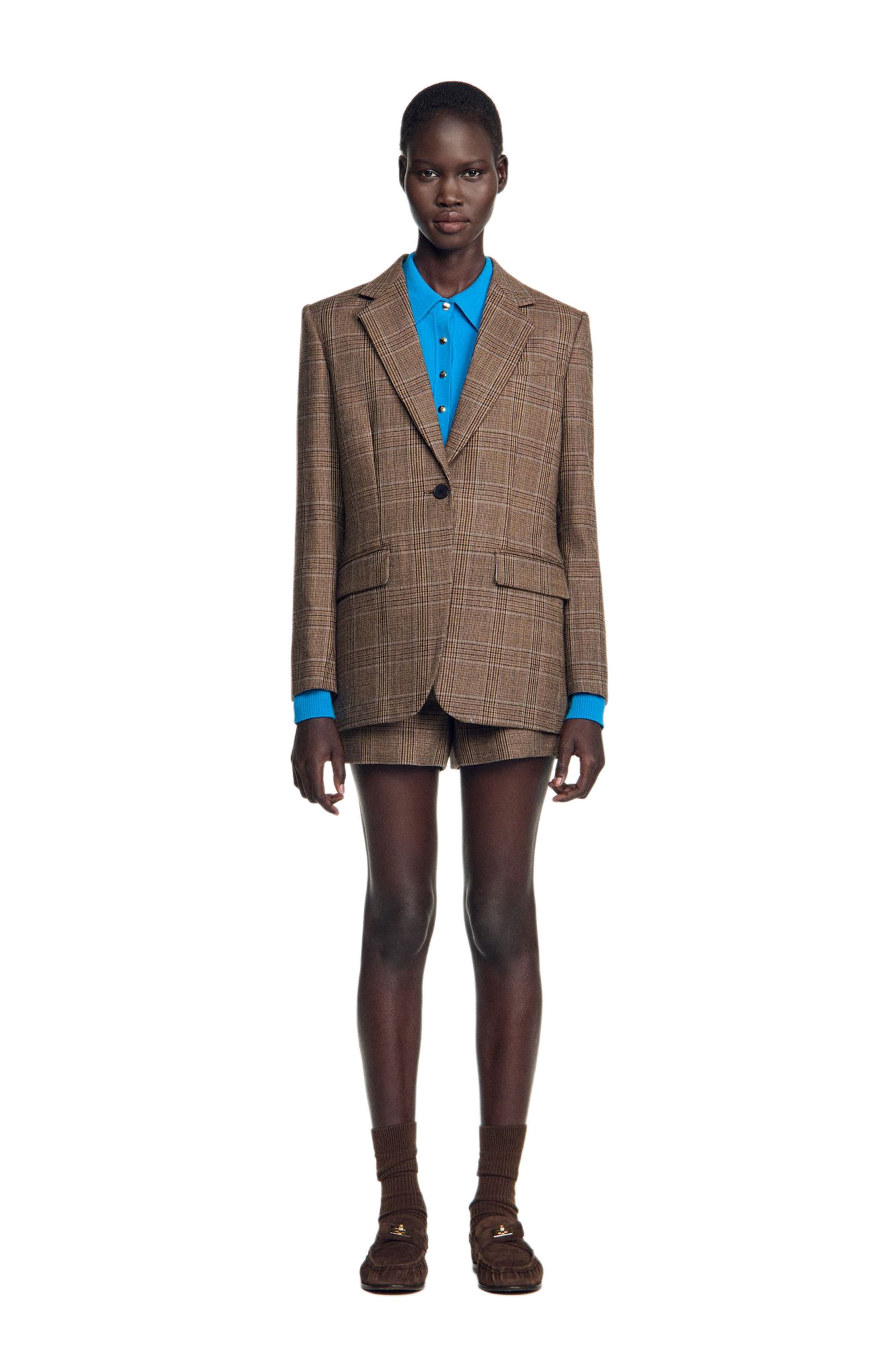SANDRO Check Wool Tailored Jacket (Women) | Nordstrom