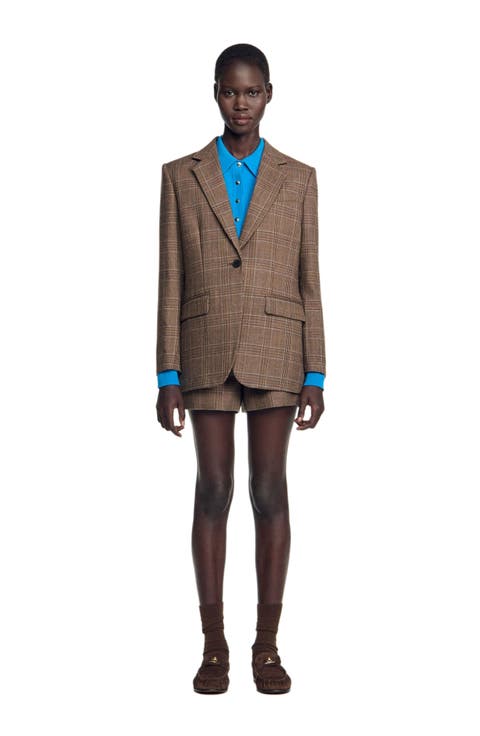 Check Wool Tailored Jacket