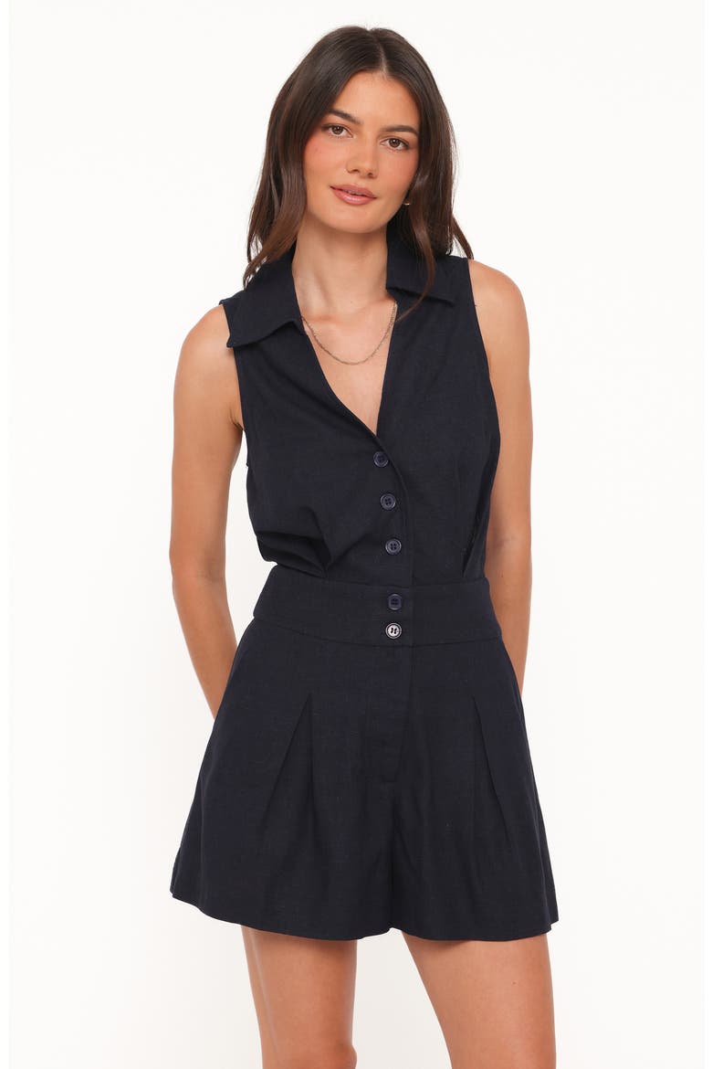Claudia Collared Romper, Alternate, color, NAVY