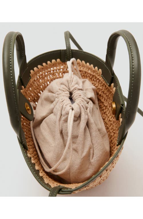 Mango Small Raffia Bucket Bag In Green
