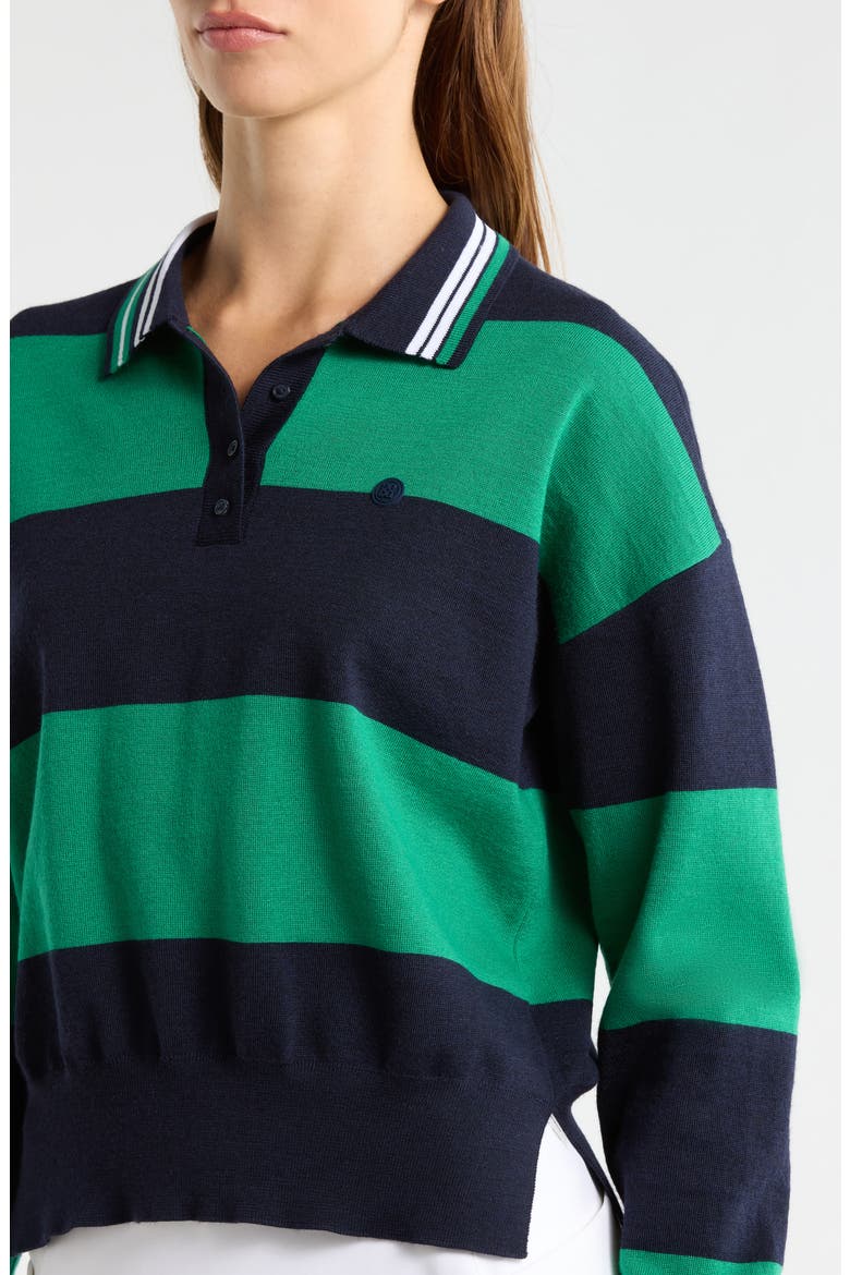 Stripe Merino Wool Rugby Golf Sweater, Alternate, color, TWILIGHT / DARK CLOVER