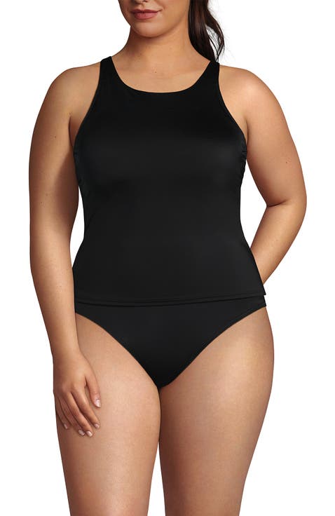 Tugless High Neck Strappy Back Tankini Swimsuit Top