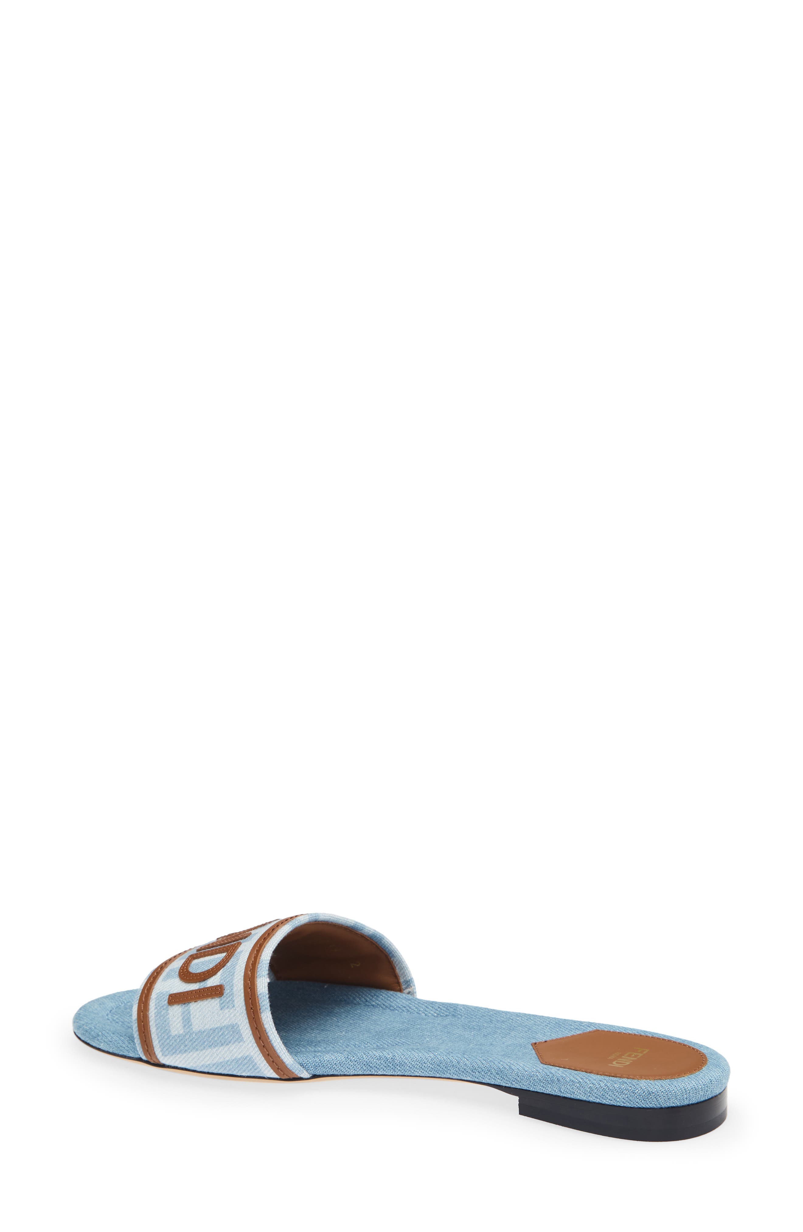 Flat Denim Logo Slide Sandal, Alternate, color, F1XIA DENIM CIELO