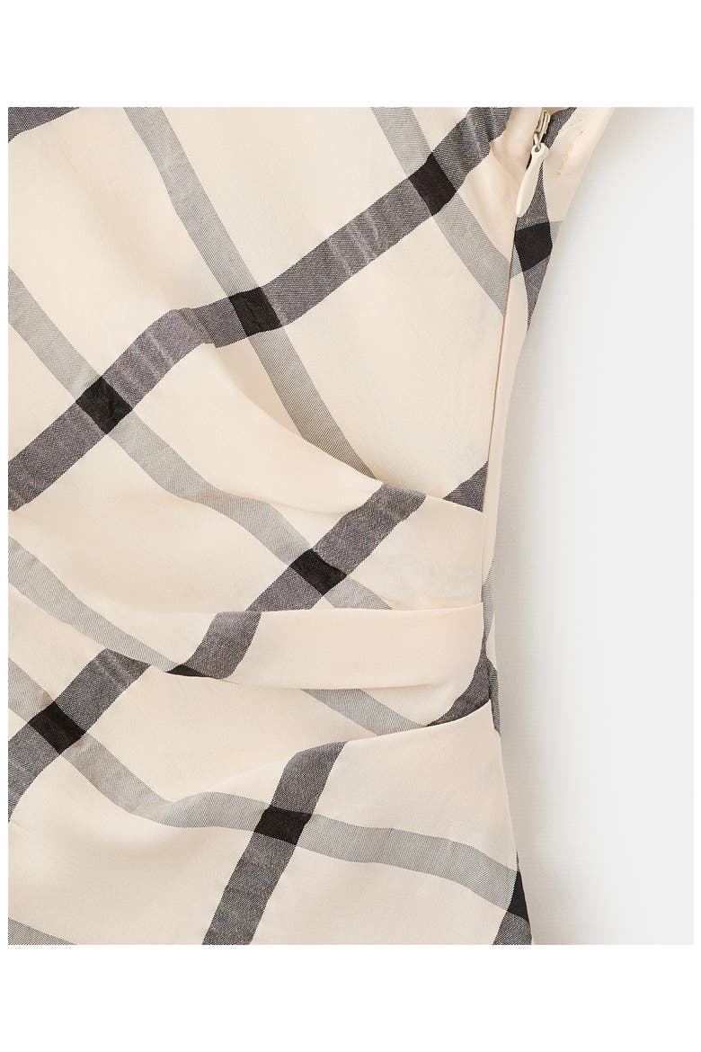 Windowpane Check Asymmetric Dress, Alternate, color, ECRU