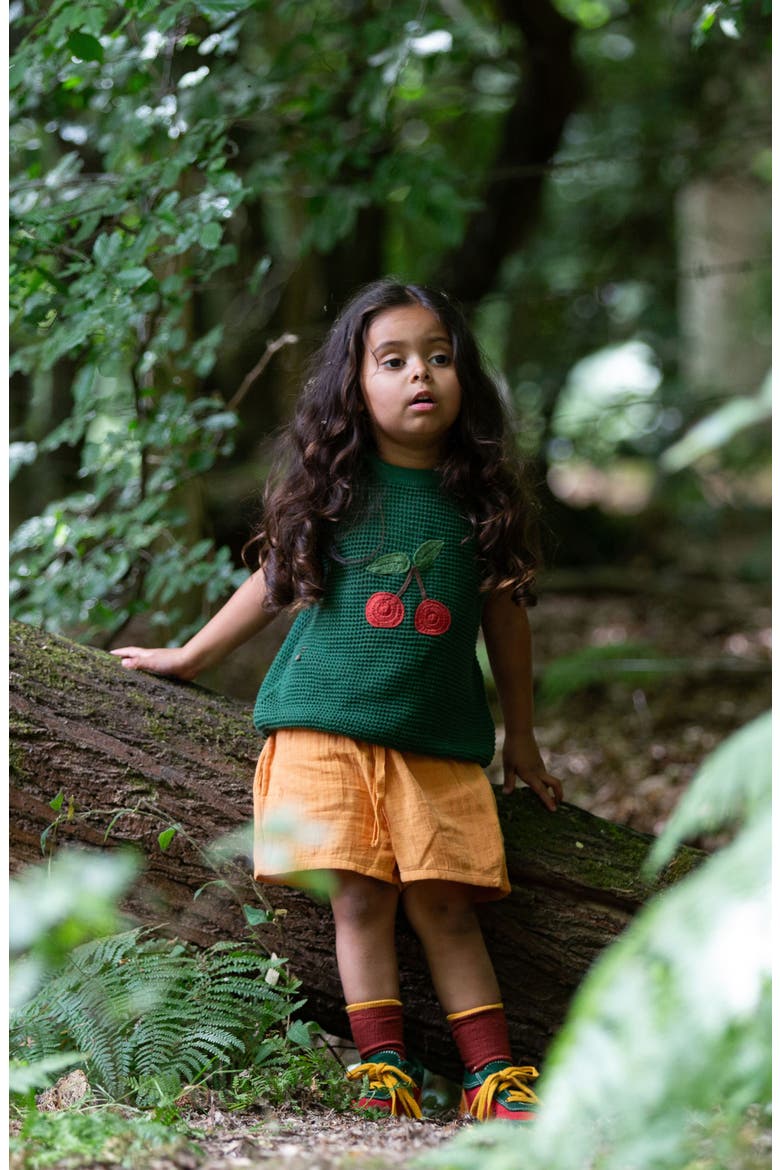 Kids' Little Cherry Sleeveless Organic Cotton Sweater, Alternate, color, GREEN