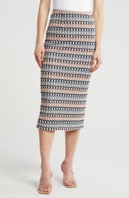 DR2 by Daniel Rainn Crochet Stripe Midi Skirt