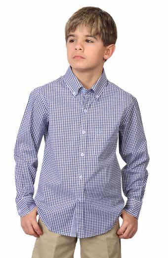 TailorByrd Kids' Micro Gingham Stretch Cotton Button-Up Shirt