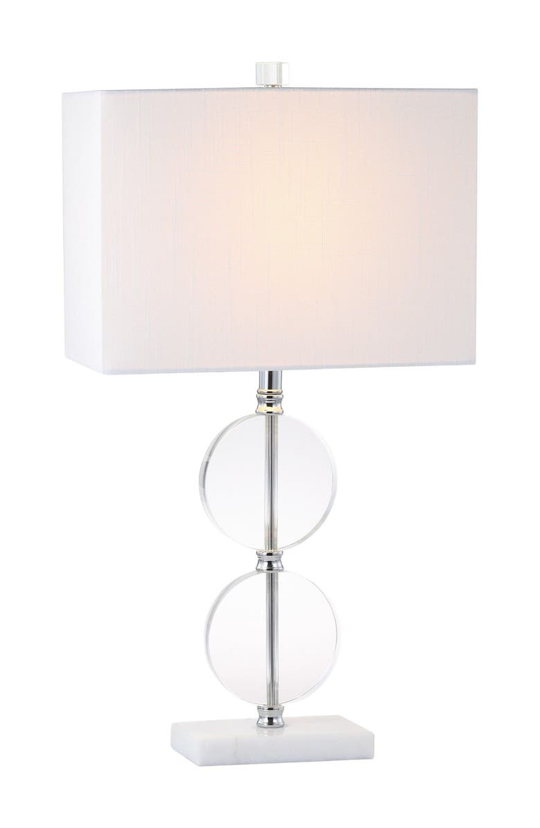 JONATHAN Y Richard 26" Crystal/Marble LED Table Lamp, Clear/White, Main, color, Clear/White