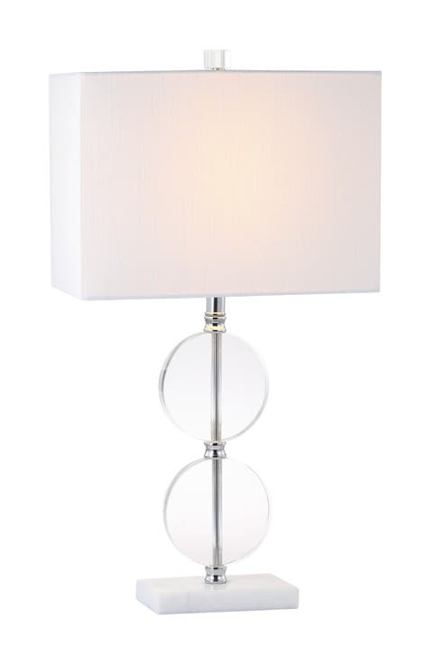 Richard 26" Crystal/Marble LED Table Lamp, Clear/White