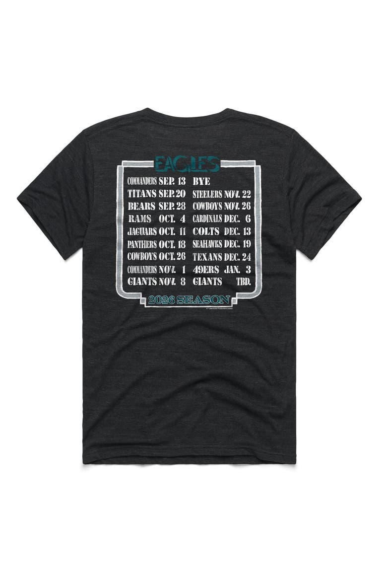Unisex Homage Charcoal Philadelphia Eagles 2026 NFL Schedule Queen Tri-Blend T-Shirt, Alternate, color, Charcoal