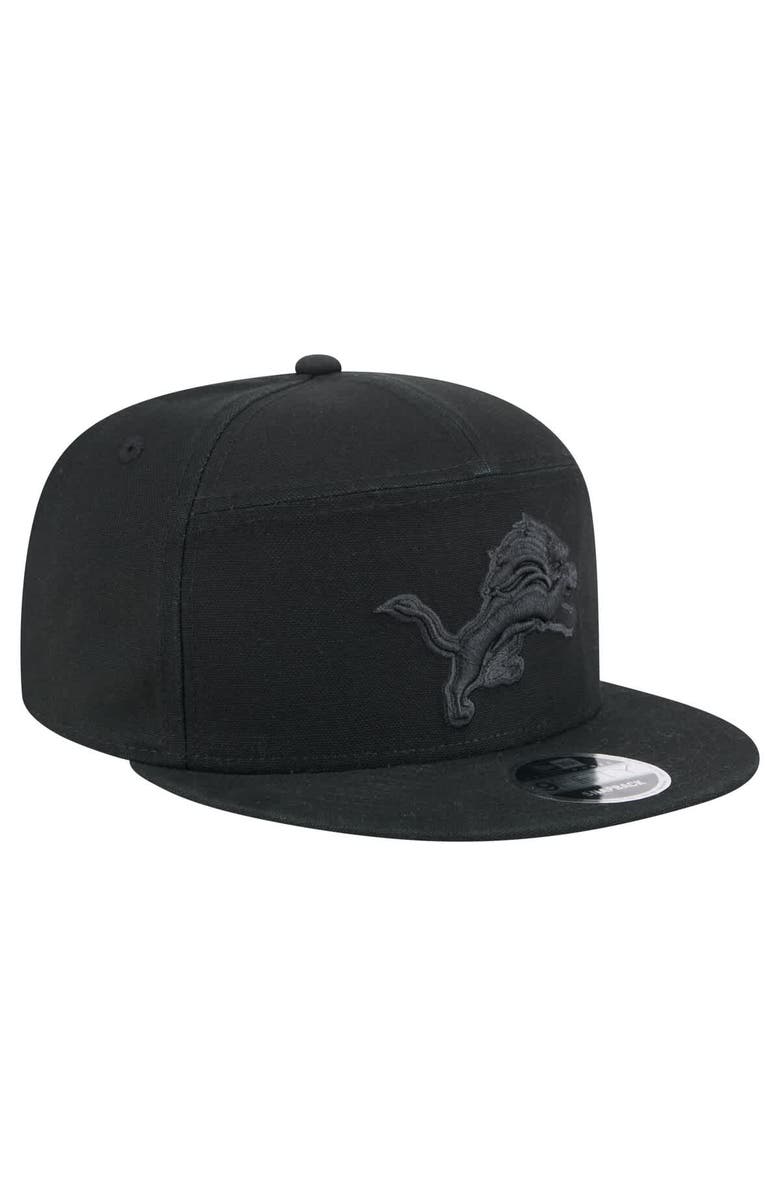 New Era Men's New Era Black Detroit Lions Adventure Canvas Split Panel 9FIFTY Snapback Hat, Alternate, color, Black