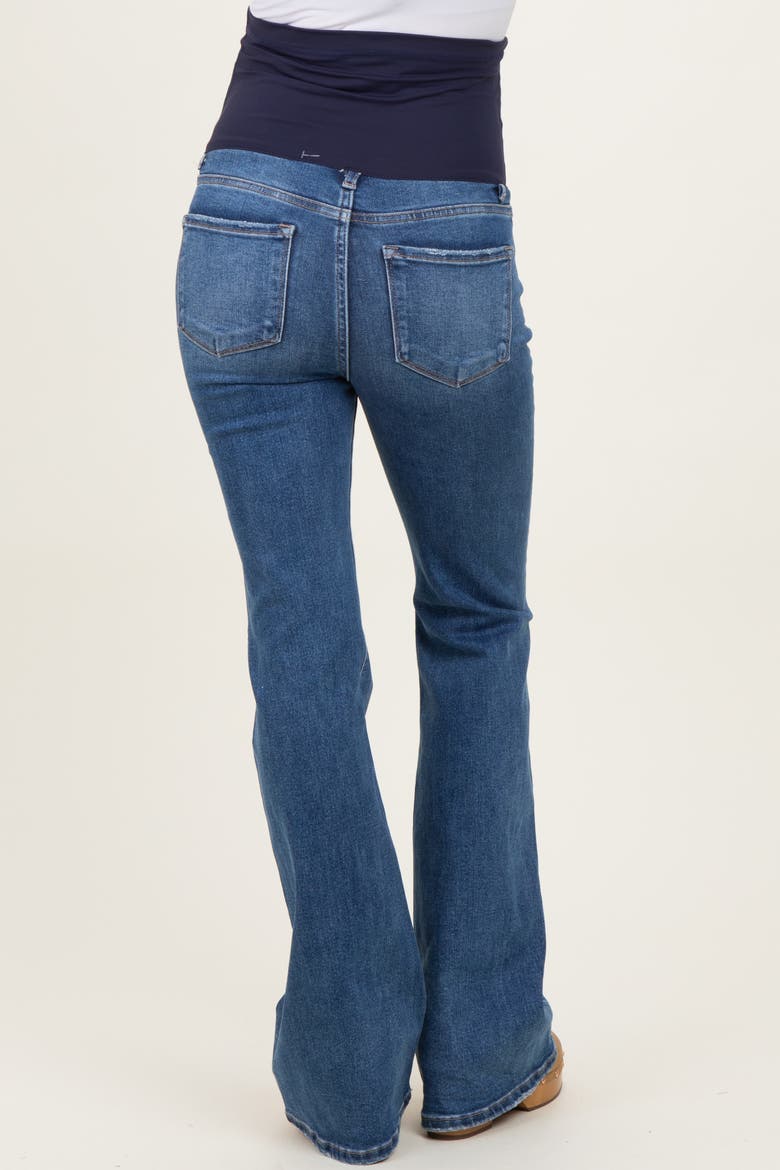 Lightly Distressed Maternity Flare Jeans, Alternate, color, Blue