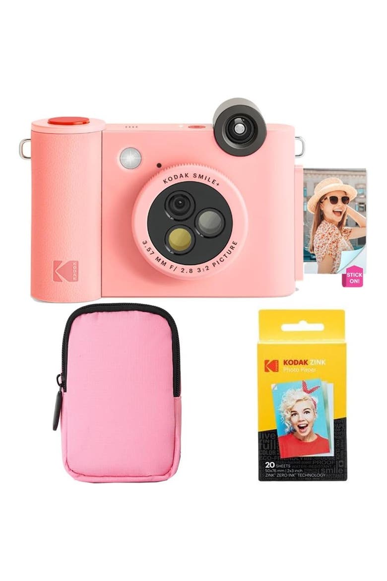 Smile+ 2-in-1 Instant Camera w/ Pink Case Bundle, Main, color, Pink