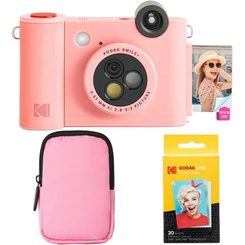 Smile+ 2-in-1 Instant Camera w/ Pink Case Bundle