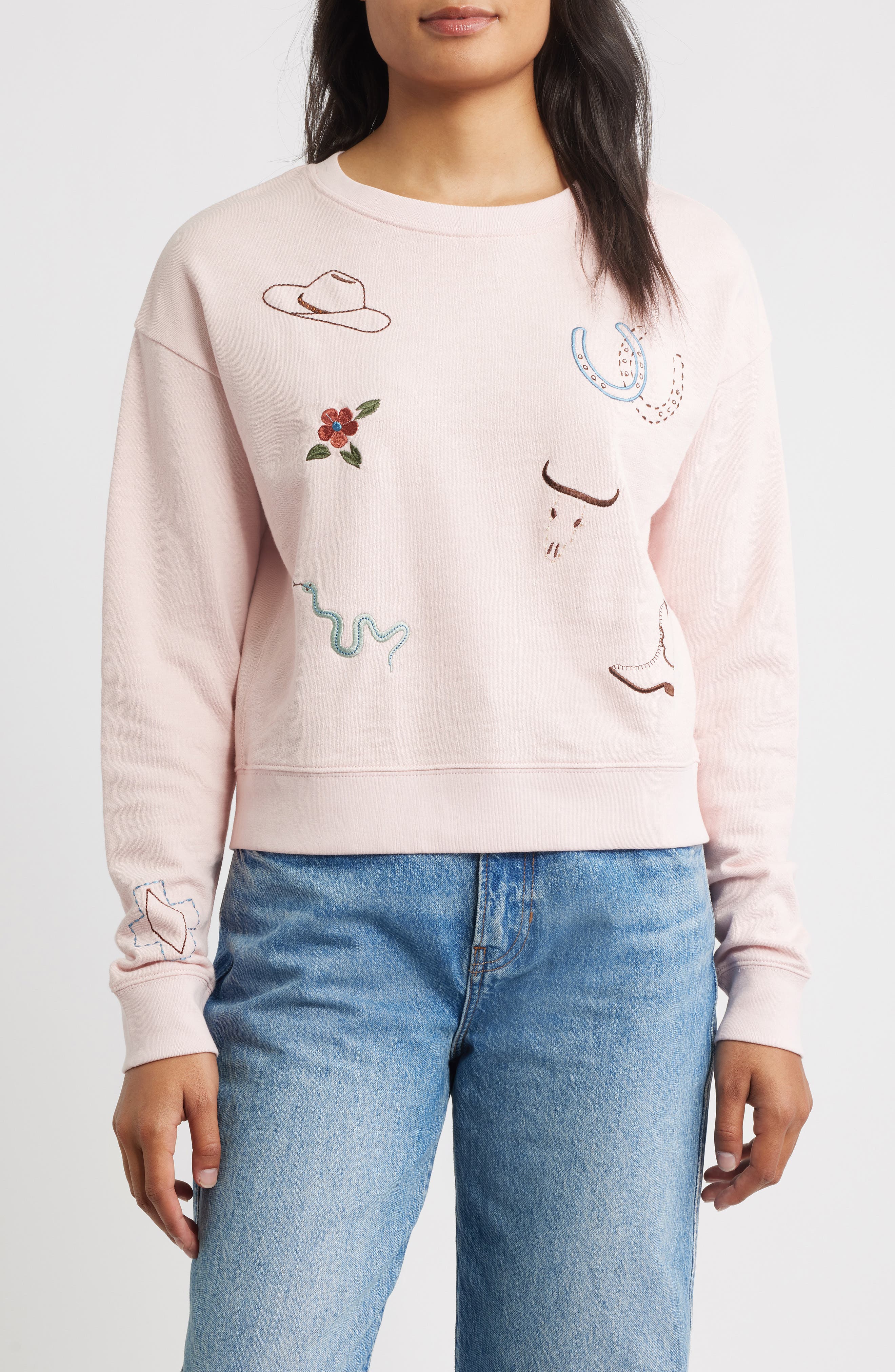 Wild West Embroidered Cotton Graphic Sweatshirt