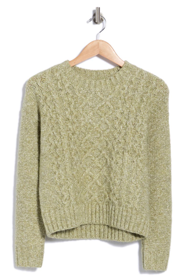 Marled Cable Knit Sweater, Main, color, DESERT SAGE