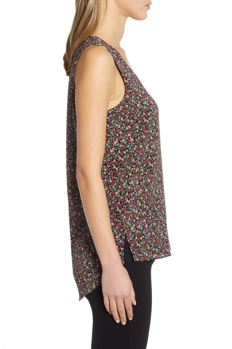 V-Neck Shell, Alternate, color, BLACK BOTANICAL