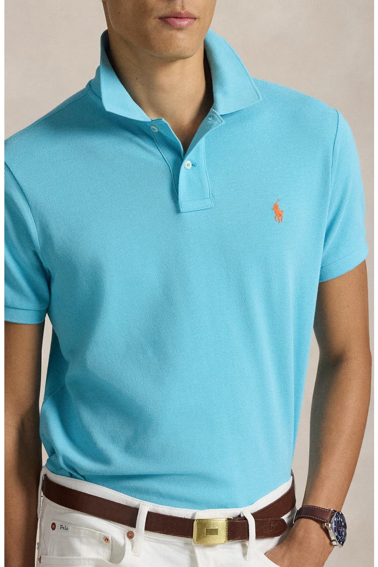 The Iconic Cotton Mesh Polo, Alternate, color, PERFECT TURQUOISE