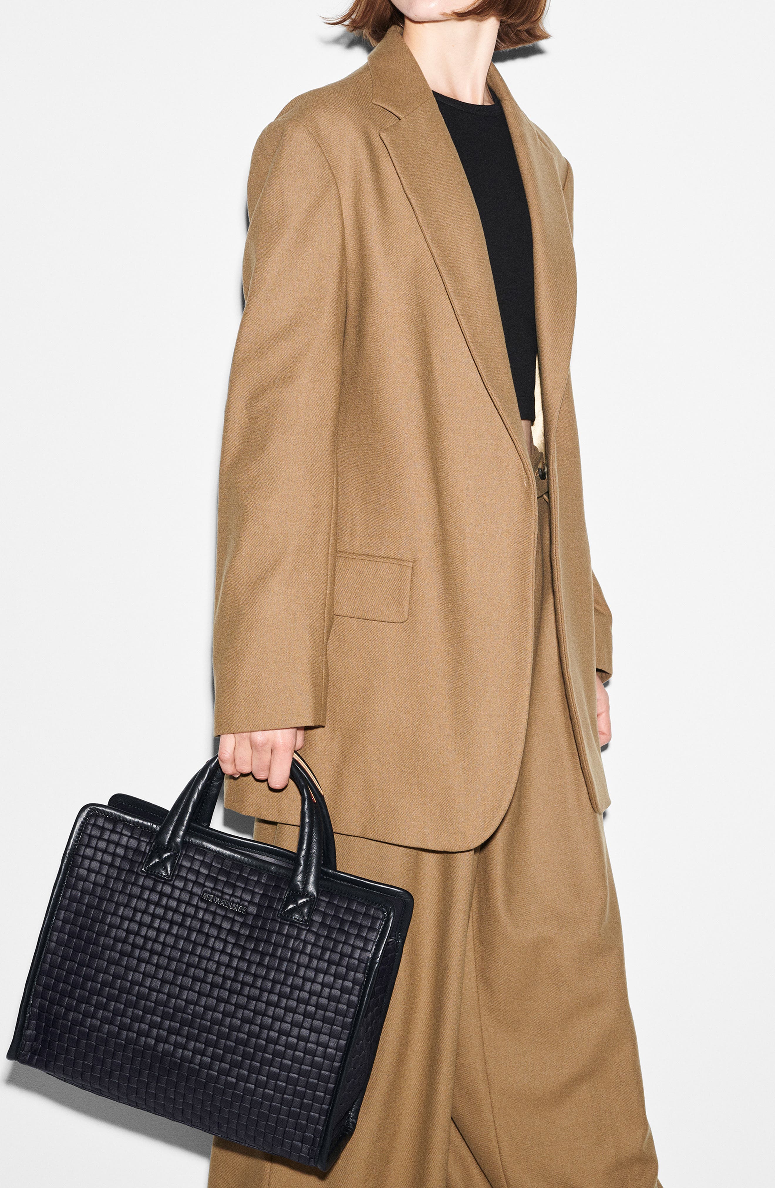 MZ Wallace Medium Woven Nylon Box Tote, Alternate, color, Black Woven