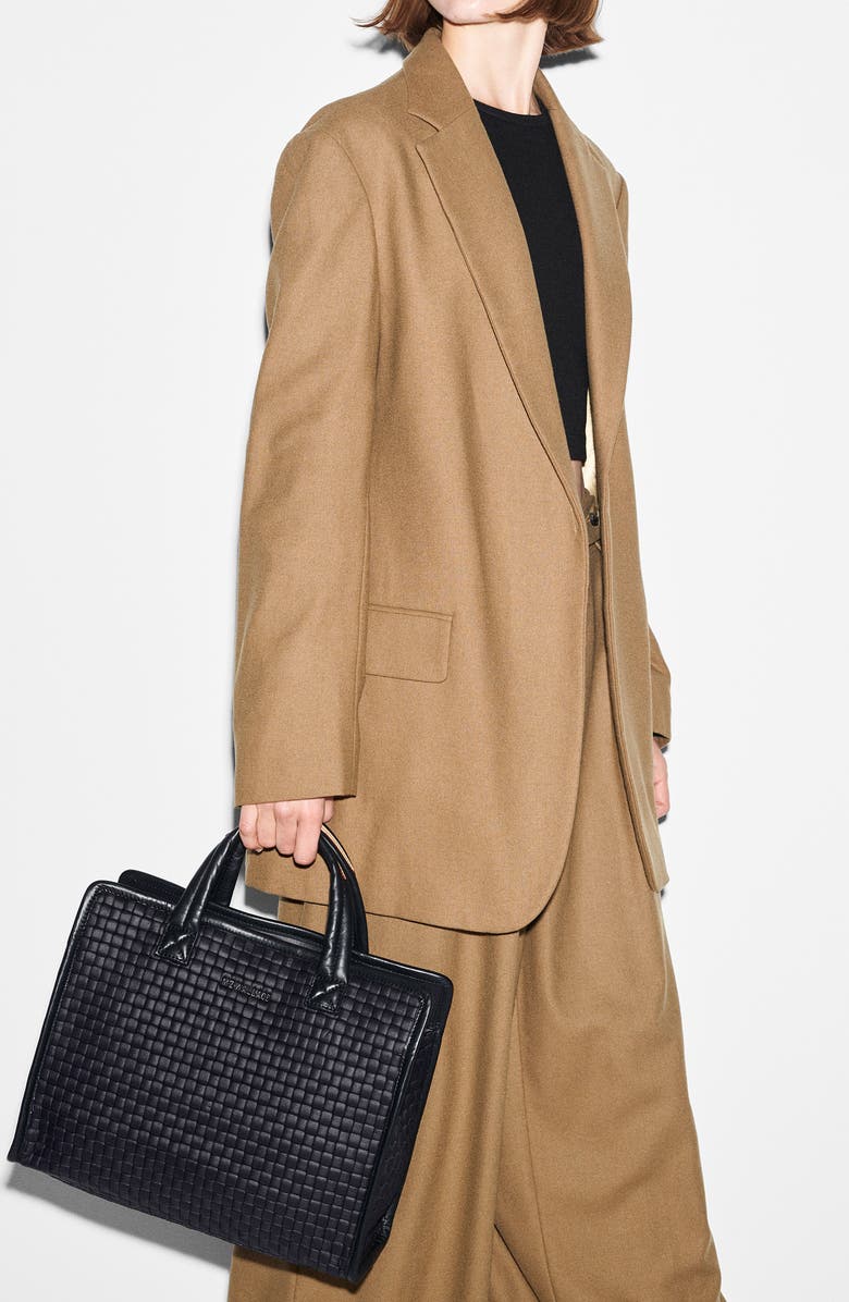 MZ Wallace Medium Woven Nylon Box Tote, Alternate, color, Black Woven