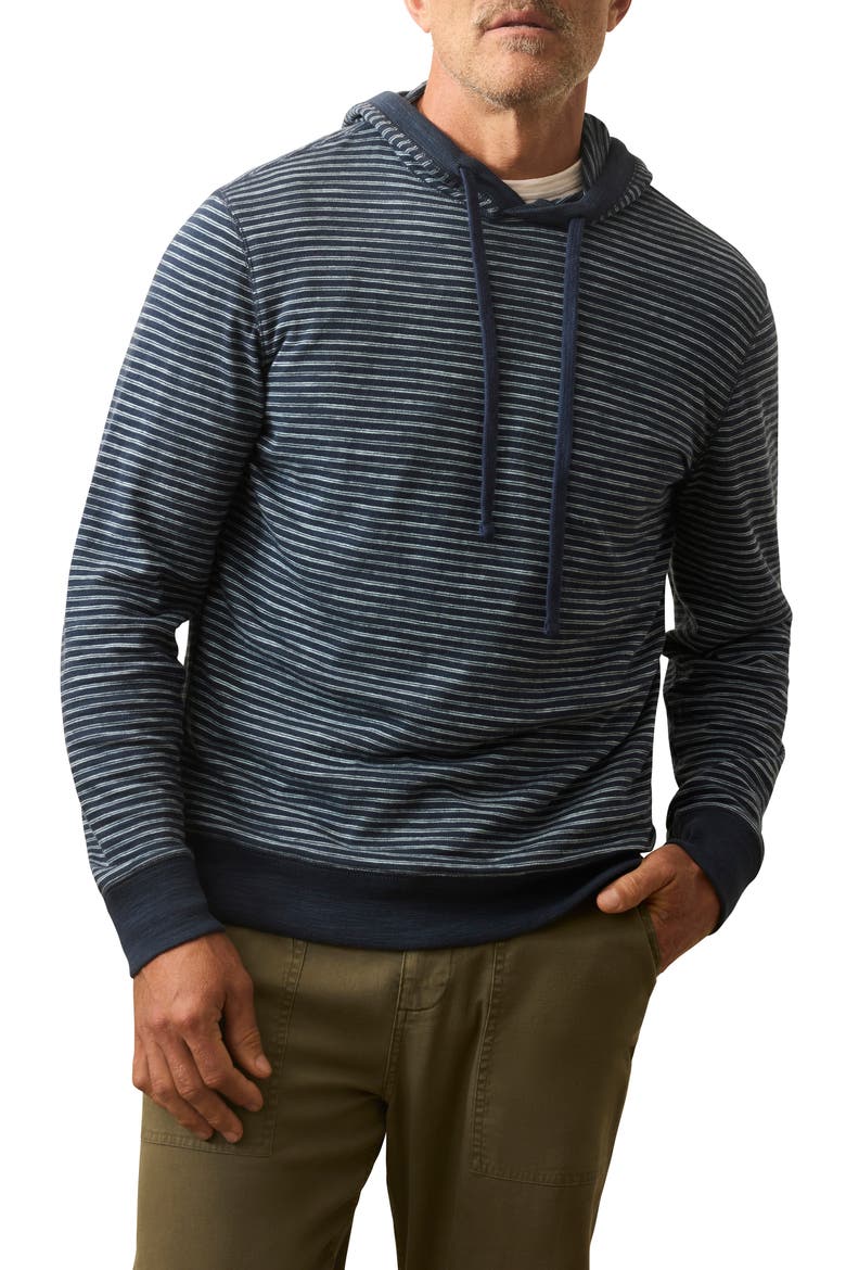 Slub Cotton Hoodie, Main, color, NAVY STREAM STRIPE