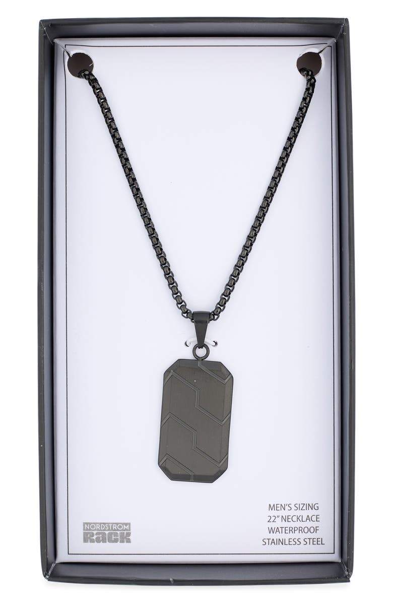 NORDSTROM RACK Men's Textured Dog Tag Necklace, Main, color, Black- Stainless
