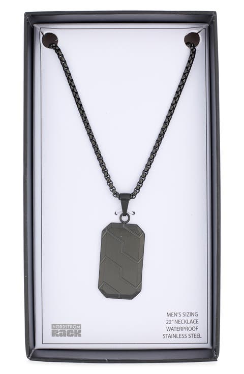 Men's Textured Dog Tag Necklace