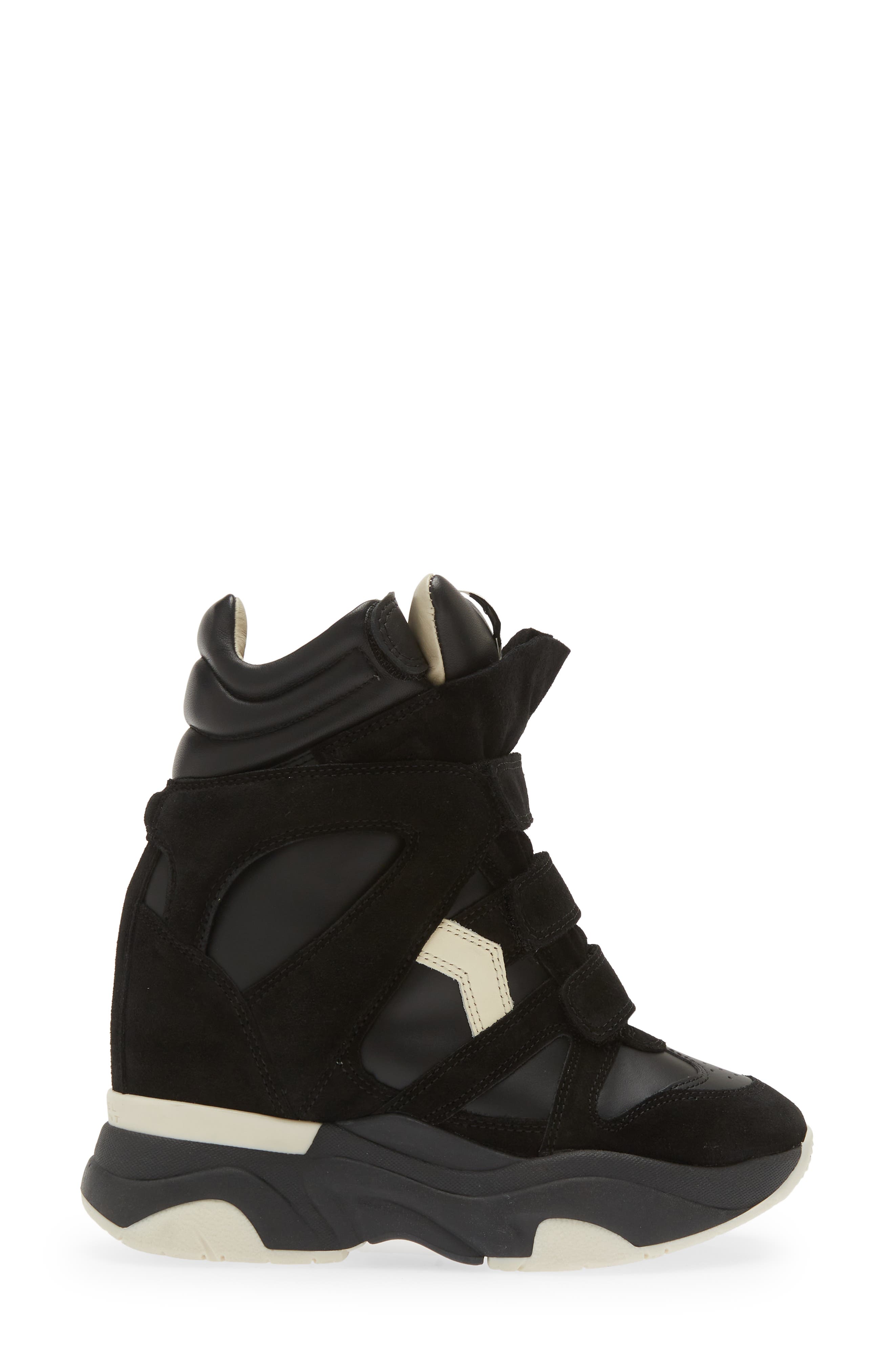 Isabel Marant Balskee Hidden Wedge High Top Sneaker, Alternate, color, Black/ White