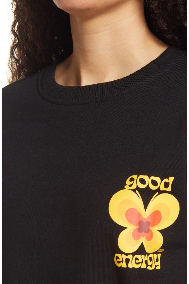 Good Energy Crewneck Fleece Sweatshirt, Alternate, color, BLACK