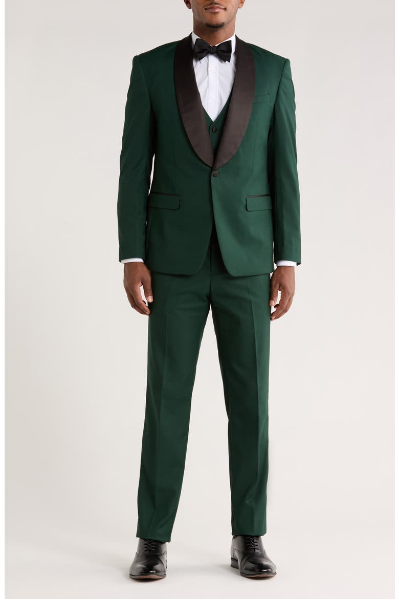 Green Shawl Collar 3-Piece Tuxedo, Main, color, GREEN