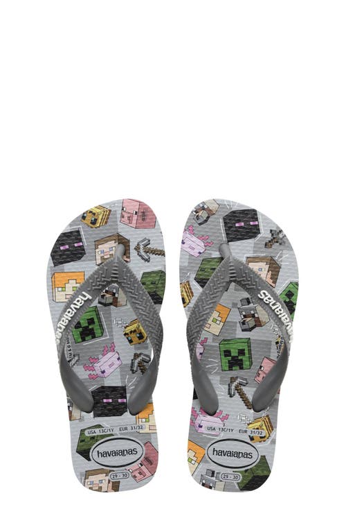 Havaianas Kids' Minecraft Flip Flop In Steel Grey