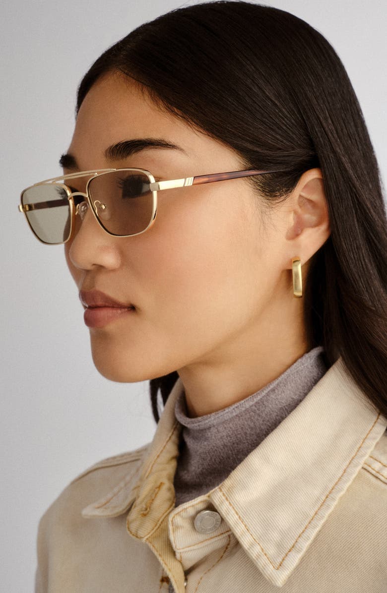 Le Specs Le Mimi 57mm Aviator Sunglasses, Alternate, color, Gold / Moss Mono