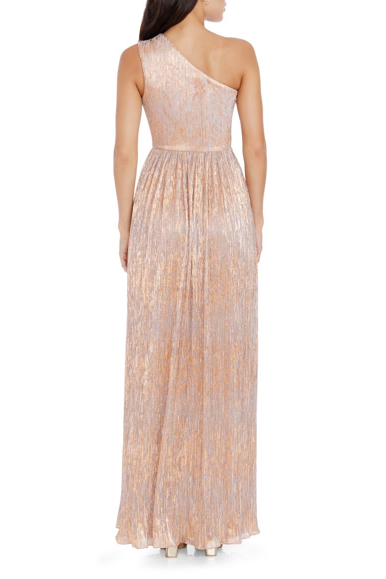 Kienna Metallic Cutout Detail One-Shoulder Gown, Alternate, color, BEIGE-BRONZE