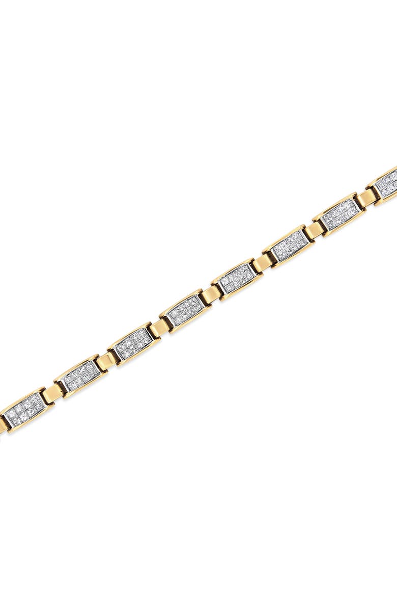 14K Yellow Gold 2 1/2 Cttw Princess-Cut Diamond Link Tennis Bracelet - 7.25", Alternate, color, Yellow