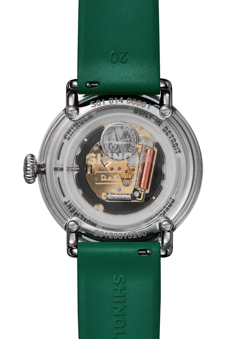 Detrola Spartan Rubber Strap Watch, 41mm, Alternate, color, DEEP GREEN