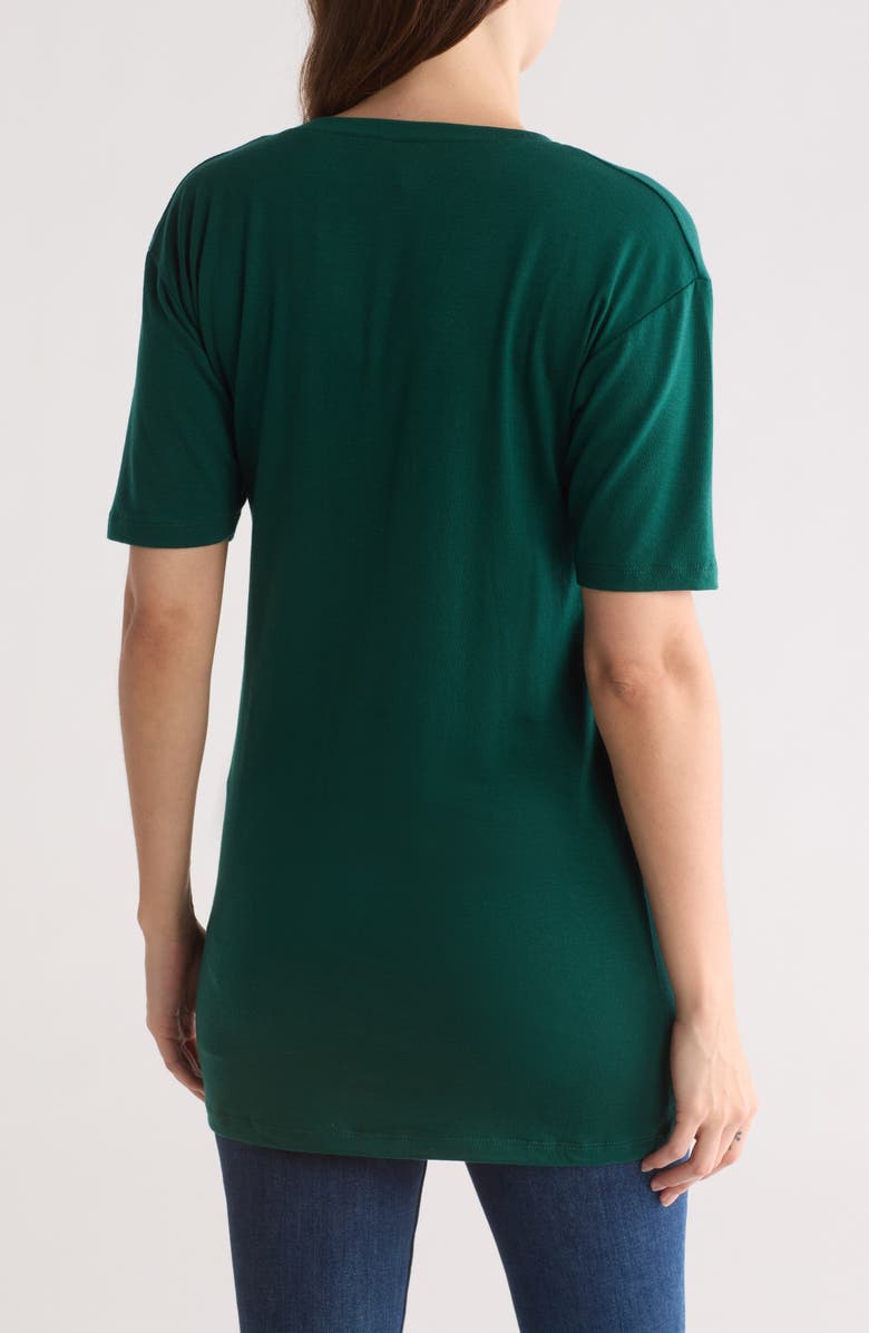 GO COUTURE Deep V-Neck Boyfriend T-Shirt, Alternate, color, Hunter Green