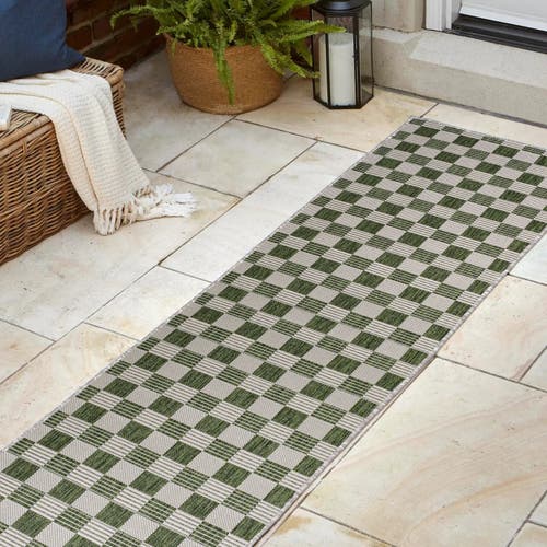 Jonathan Y Aimee Traditional Cottage Checkerboard Indoor/outdoor Area Rug In Green/cream